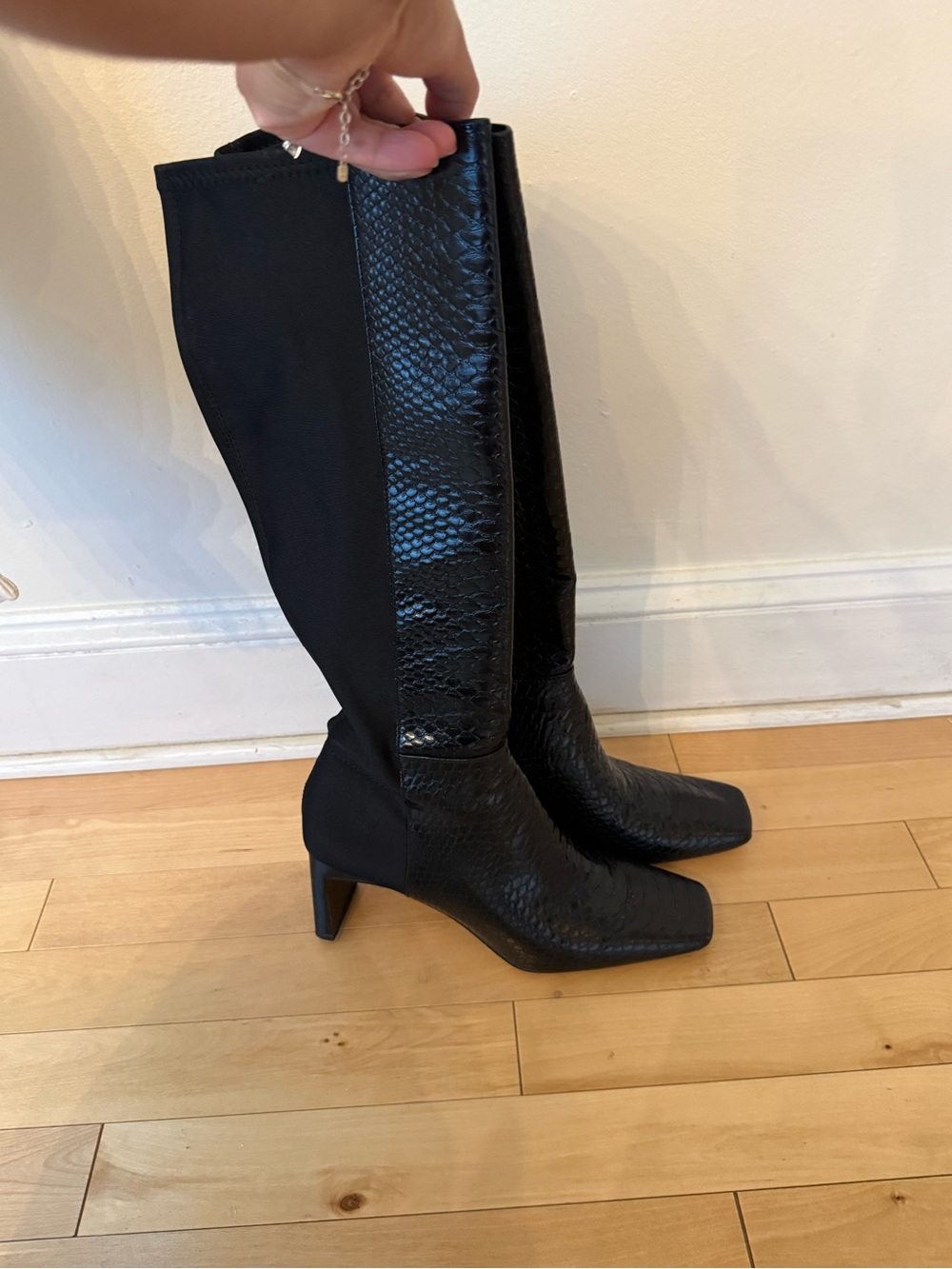 Sam Edelman Black Over-the-Knee Textured Heel Boots